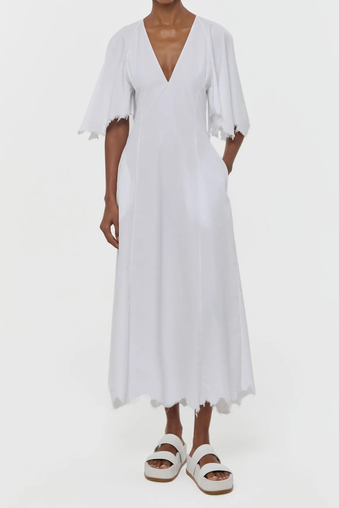 Ansel Midi Dress in White Sea Island Cotton