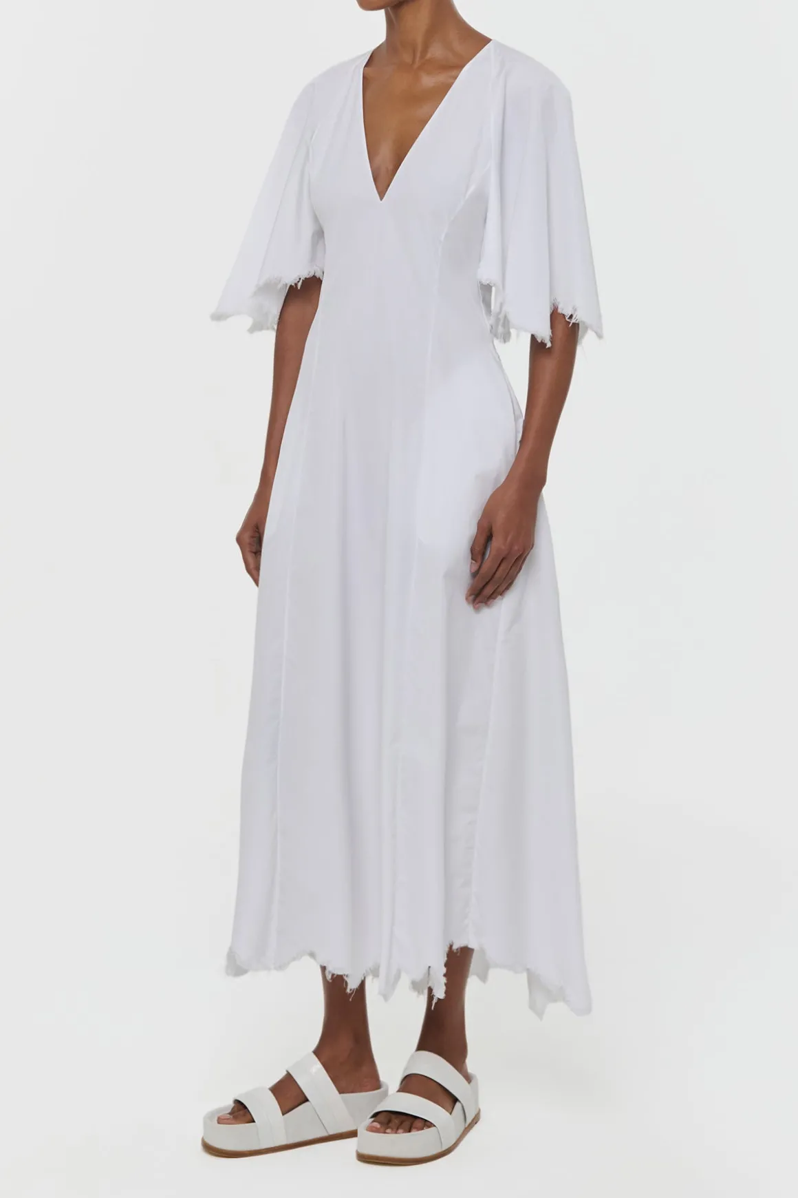 Ansel Midi Dress in White Sea Island Cotton