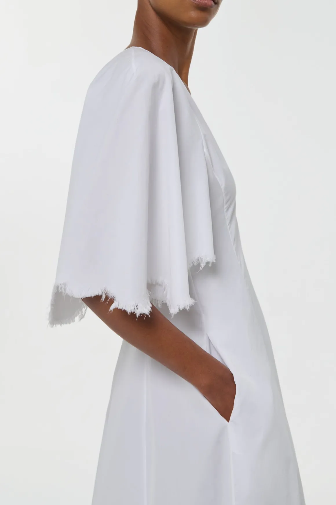 Ansel Midi Dress in White Sea Island Cotton