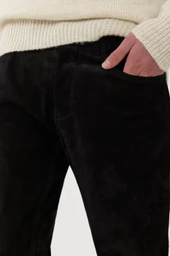 Anthony Five Pocket Pant in Black Suede
