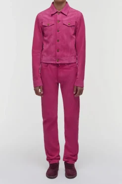 Anthony Five Pocket Pant in Fuschia Suede Corduroy