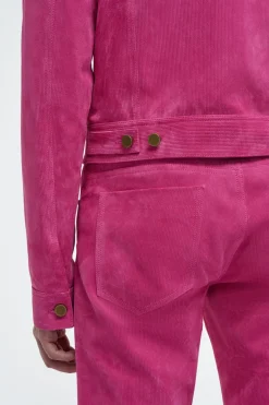 Anthony Five Pocket Pant in Fuschia Suede Corduroy