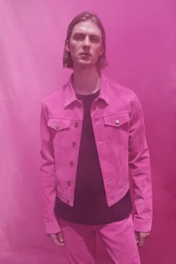 Anthony Five Pocket Pant in Fuschia Suede Corduroy