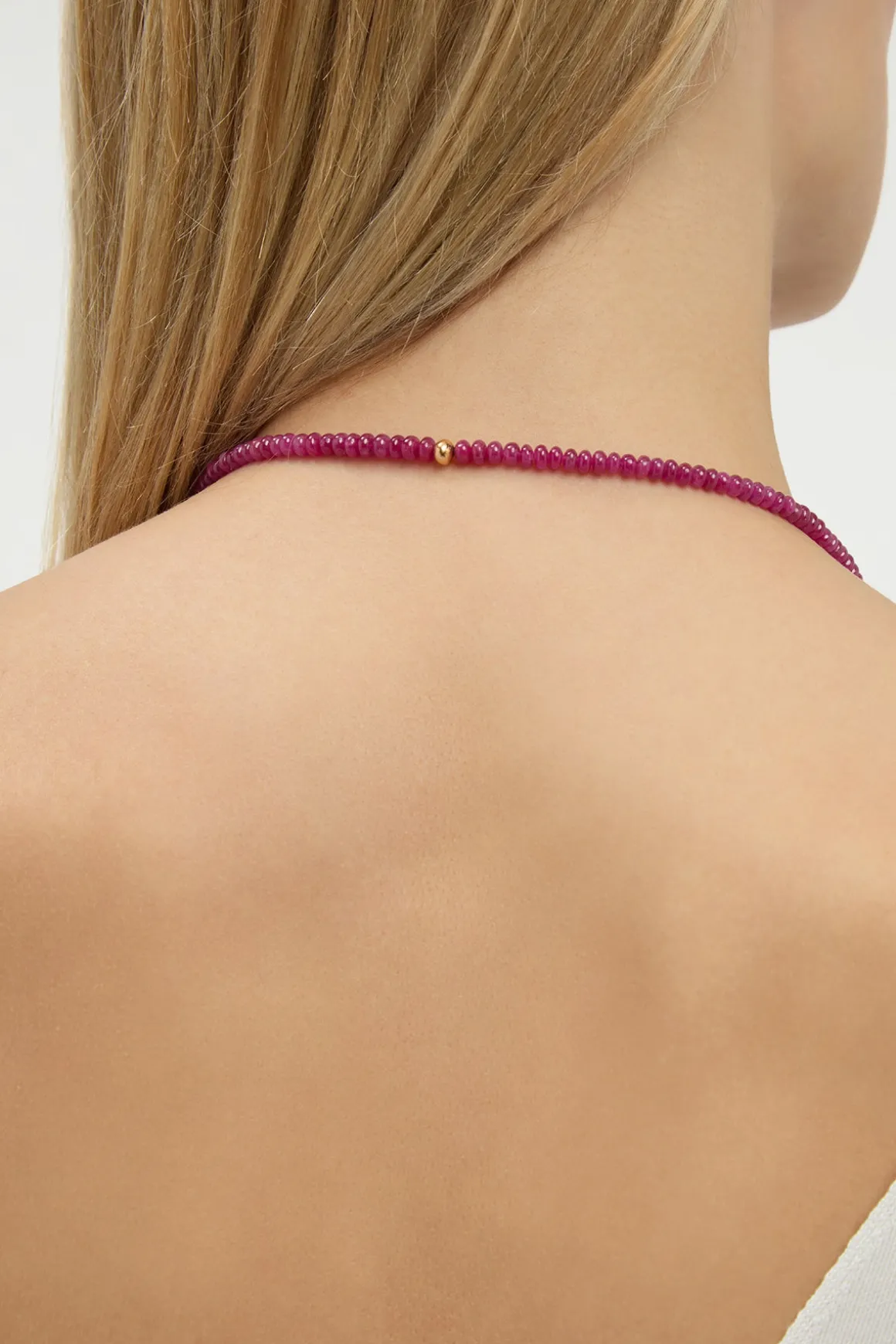 Antique Beaded Necklace in Ruby