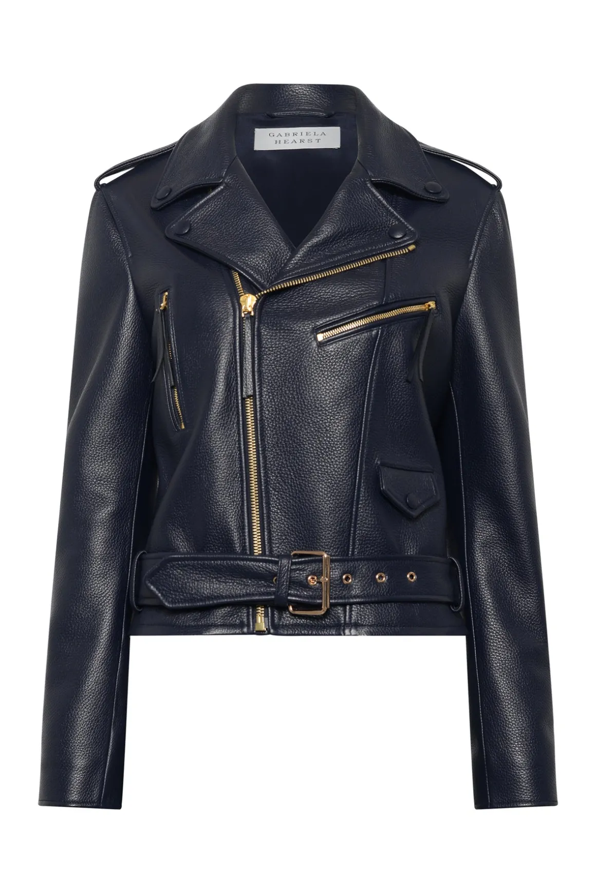 Anton Moon Biker Jacket in Dark Navy Textured Leather