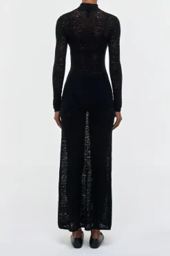Anya Knit Maxi Dress in Black Merino Wool Cashmere