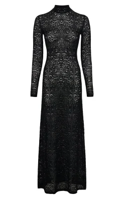 Anya Knit Maxi Dress in Black Merino Wool Cashmere