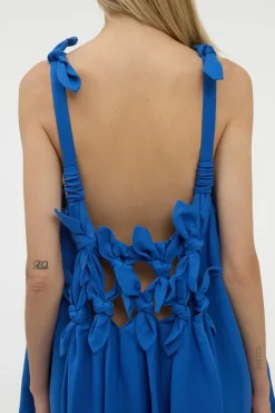 Aras Maxi Dress in Cobalt Linen Silk