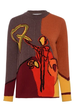 Arcana Knit Sweater in Fire Multi Cashmere