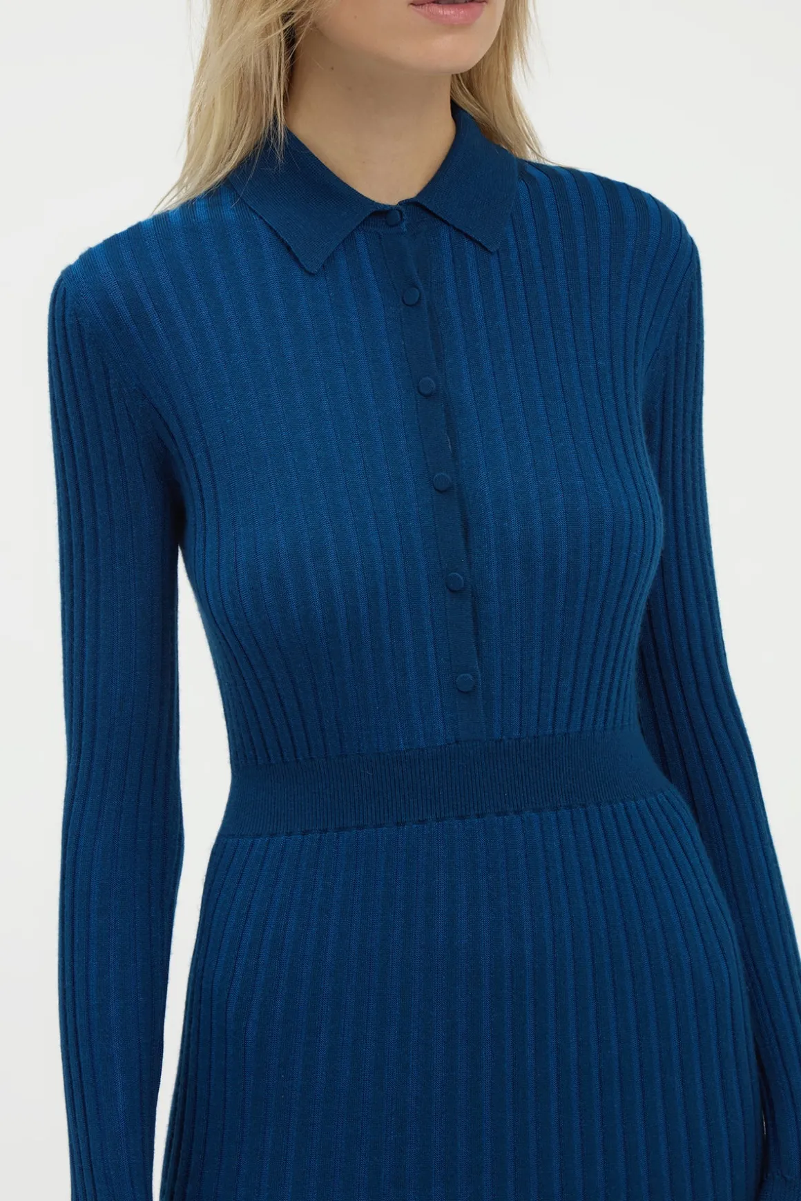 Ardor Knit Maxi Dress in Washed Denim Cashmere Silk