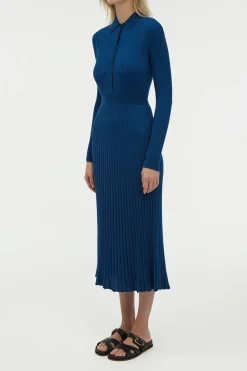Ardor Knit Maxi Dress in Washed Denim Cashmere Silk