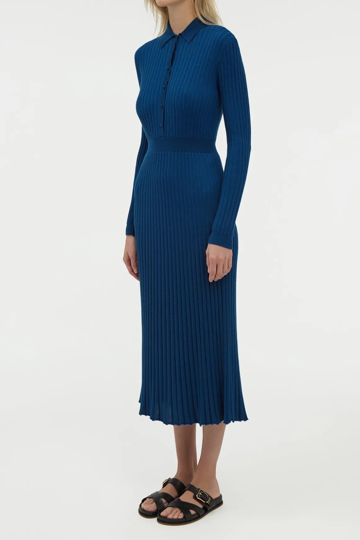 Ardor Knit Maxi Dress in Washed Denim Cashmere Silk