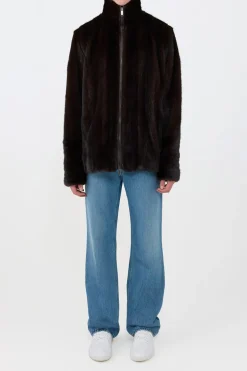 Aristede Jacket in Dark Chocolate Recycled Mink Fur