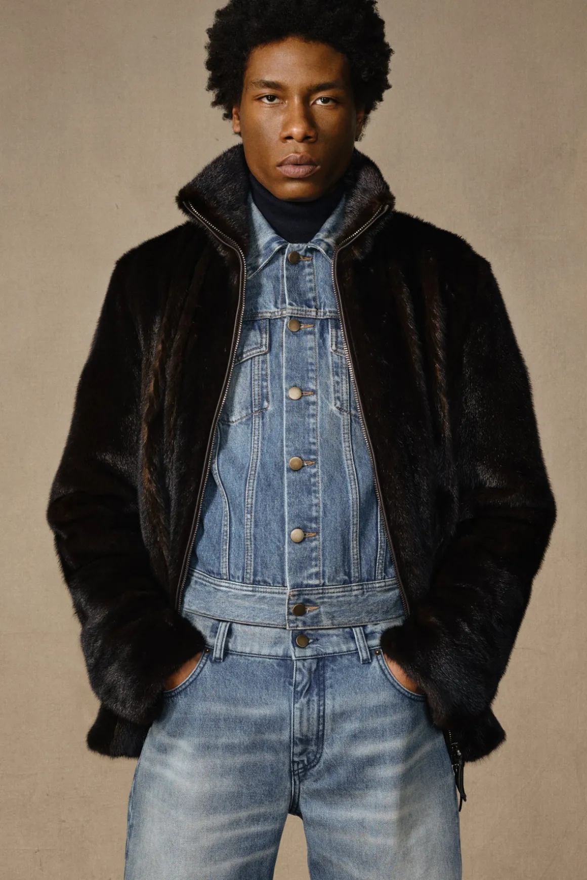 Aristede Jacket in Dark Chocolate Recycled Mink Fur