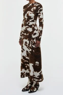 Atticus Knit Maxi Dress in Ivory Cognac Multi Cashmere