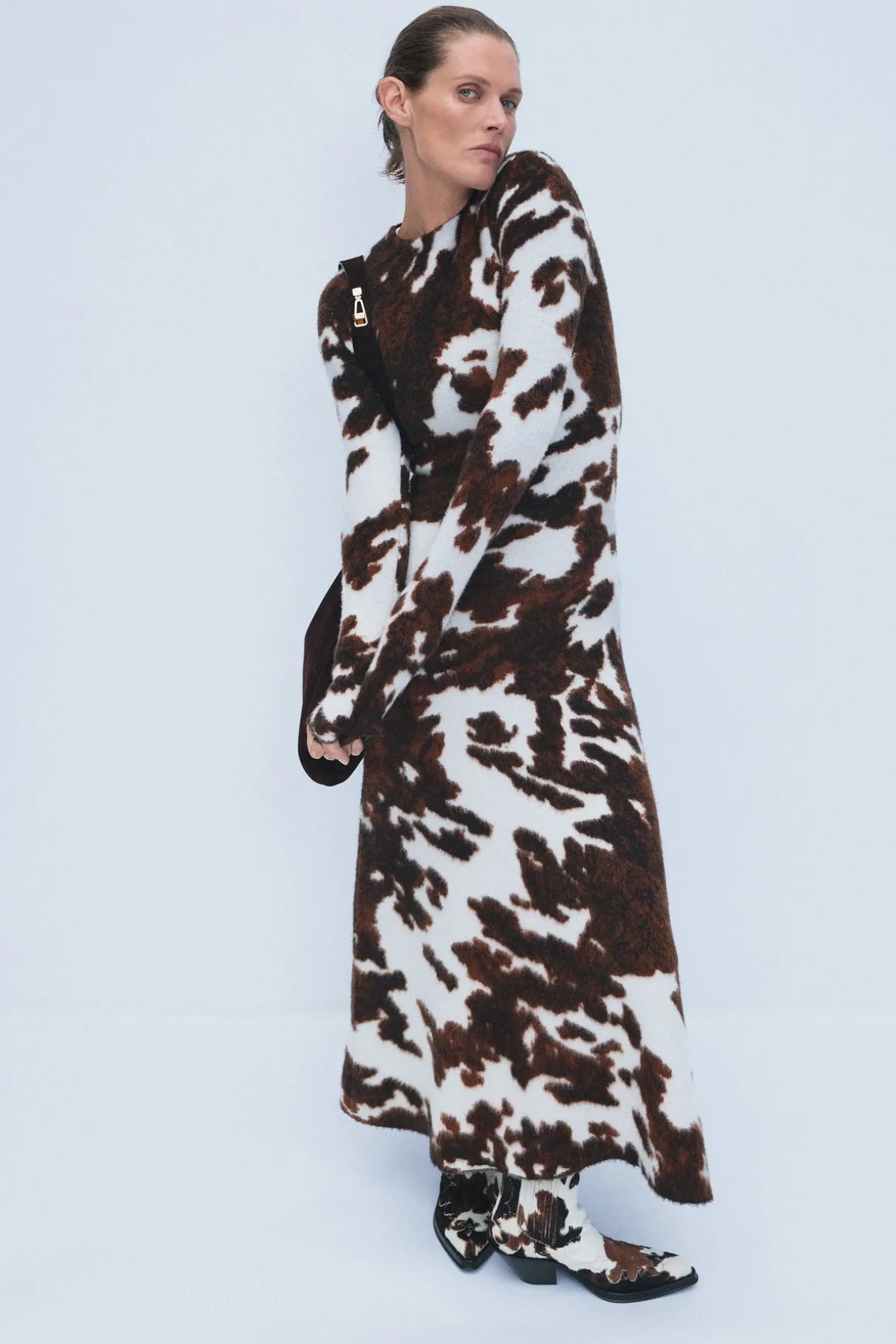 Atticus Knit Maxi Dress in Ivory Cognac Multi Cashmere