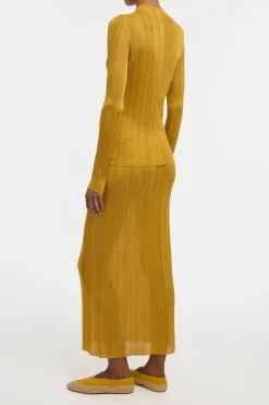 Aveda Knit Mockneck Sweater in Golden Birch Silk