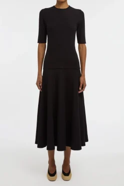Axis Knit T-Shirt in Black Merino Wool