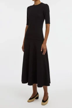 Axis Knit T-Shirt in Black Merino Wool