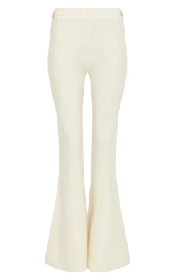 Ayala Flare Cropped Knit Pant in Off White Merino Wool Cashmere