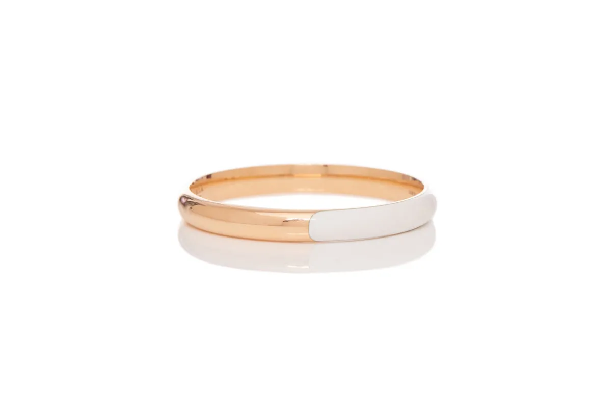 Bangle in 18K Rose Gold & Vitreous Ivory Enamel