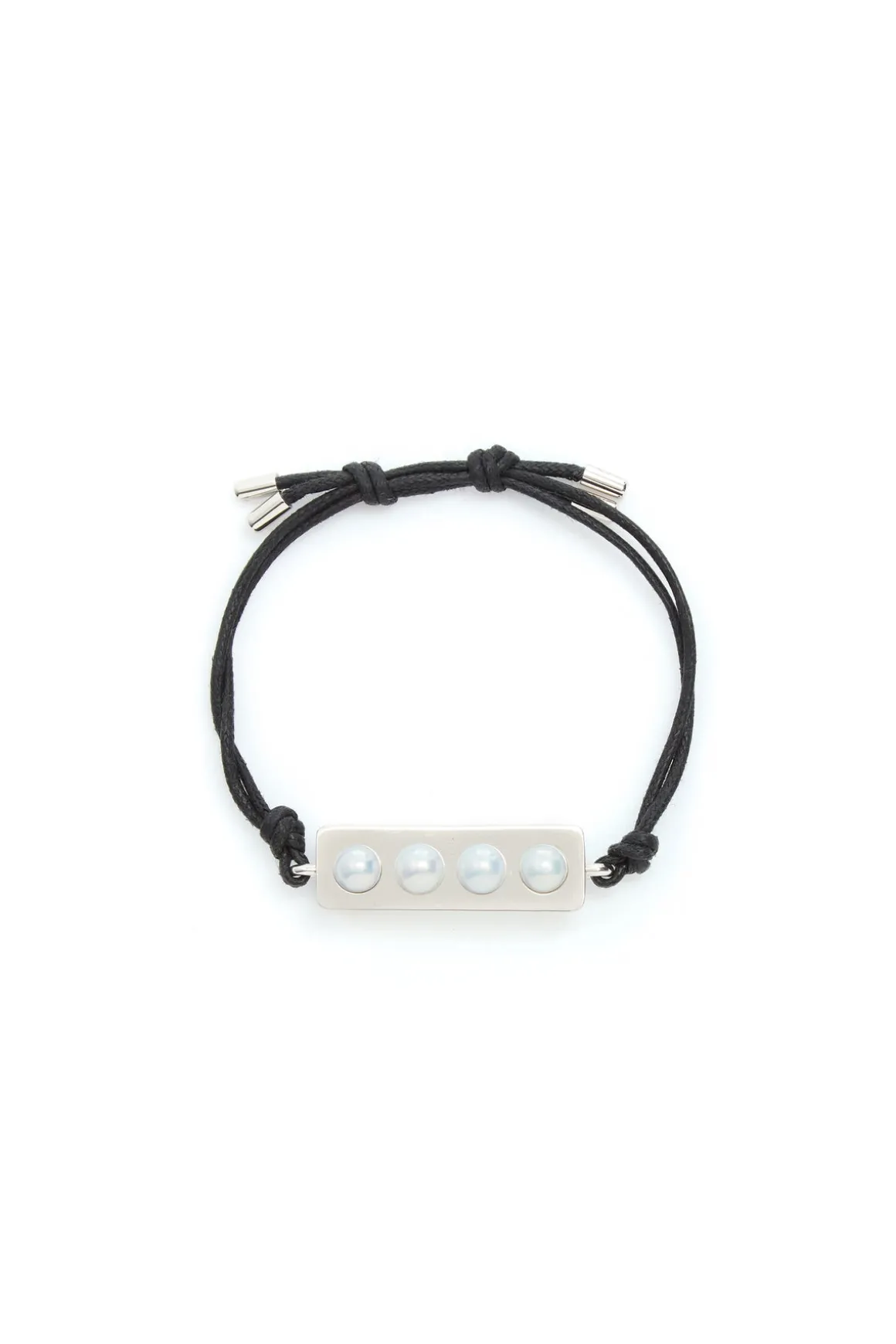 Bar Bracelet in Platinum with Pearls
