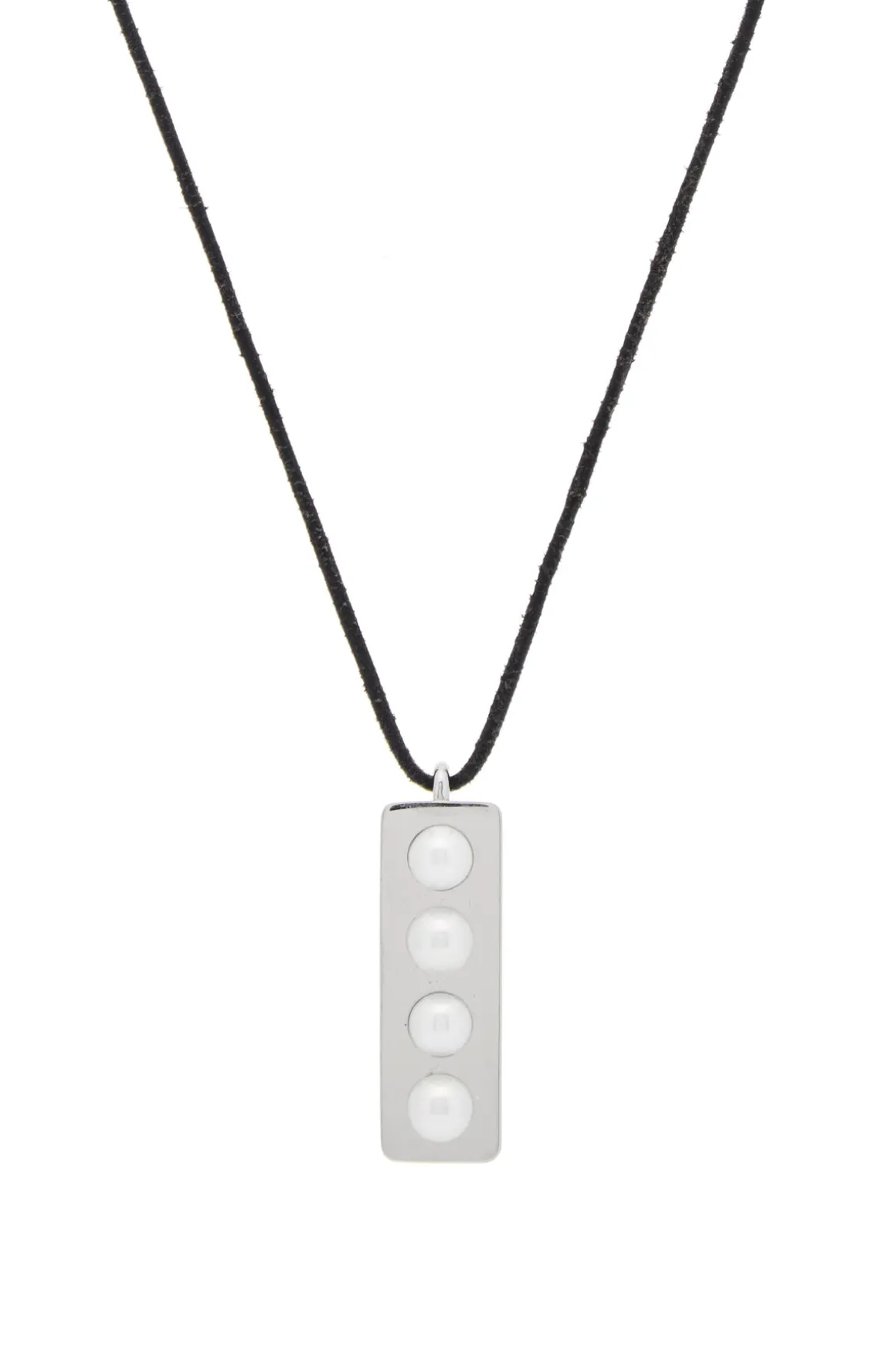 Bar Necklace in Platinum with Pearls