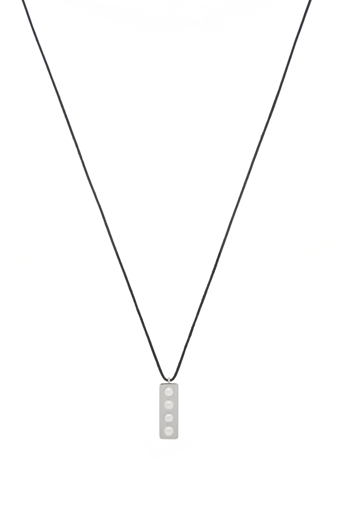 Bar Necklace in Platinum with Pearls