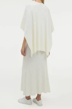 Baron Knit Cropped Poncho in Ivory Merino Wool Cashmere