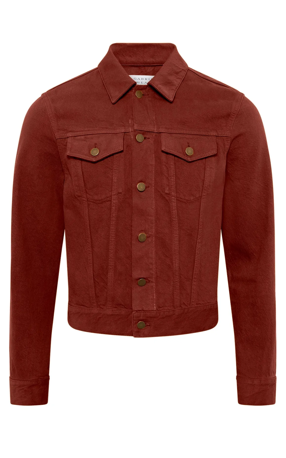 Barry Trucker Jacket in Burnt Sienna Recycled Cotton Denim
