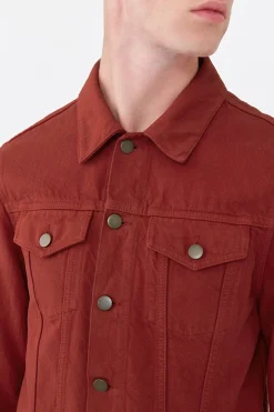 Barry Trucker Jacket in Burnt Sienna Recycled Cotton Denim