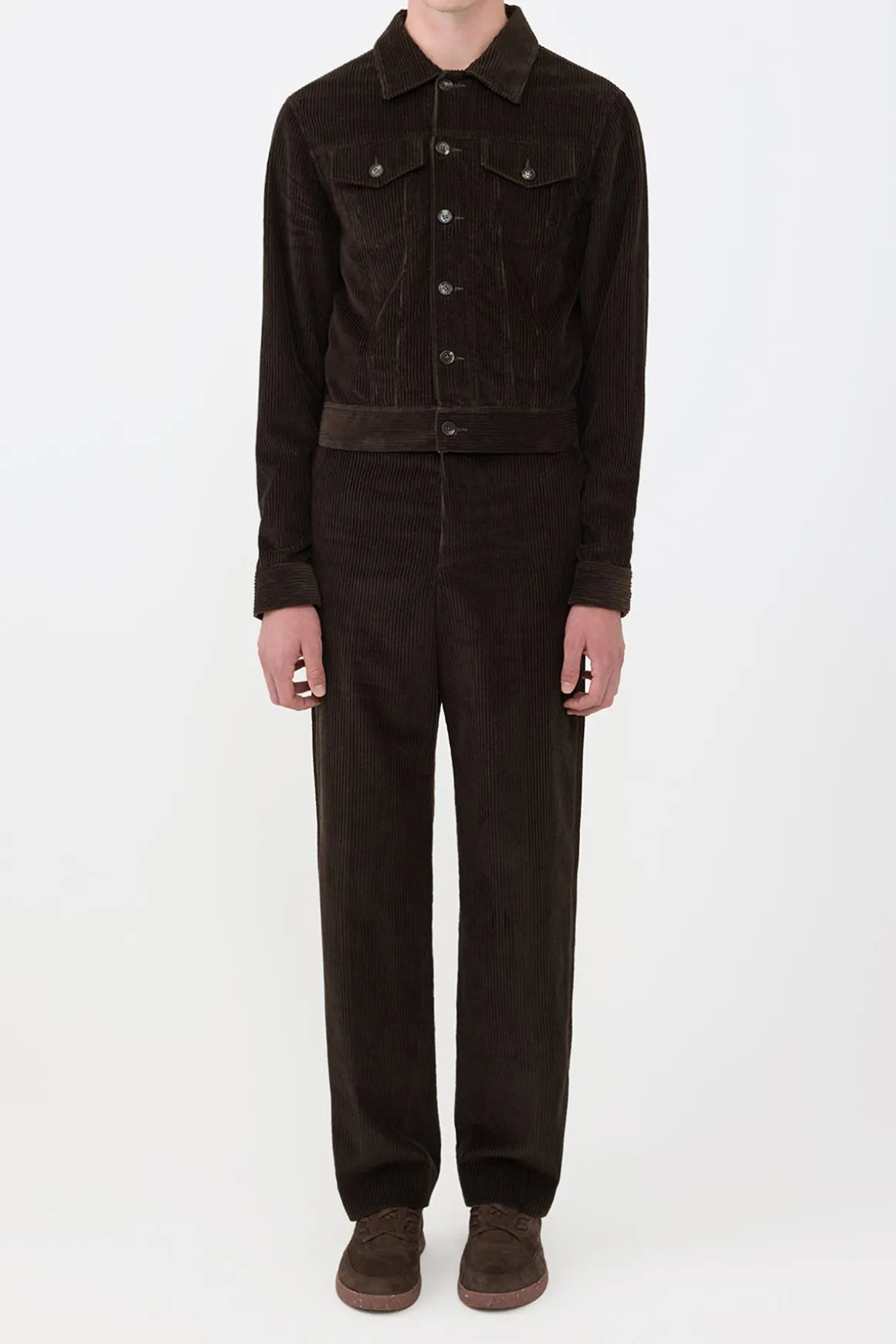 Barry Trucker Jacket in Chocolate Fine Cashmere Corduroy