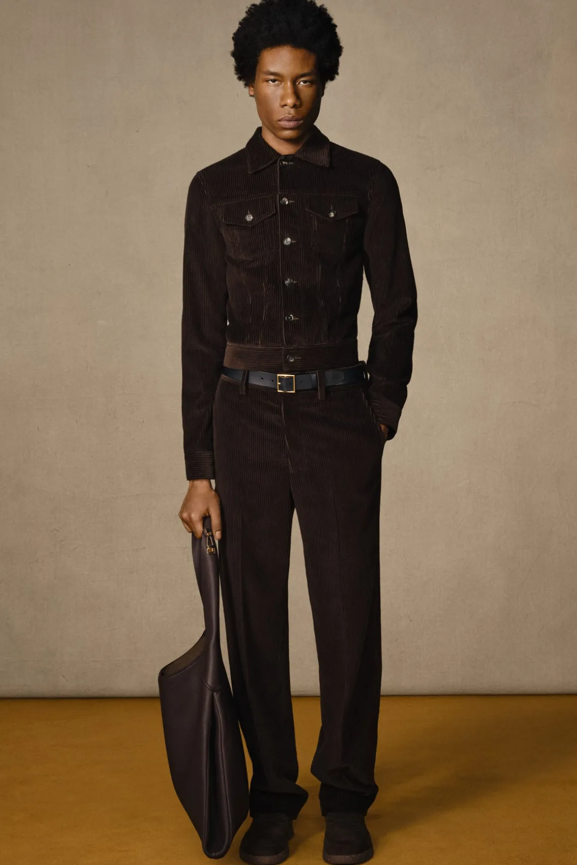 Barry Trucker Jacket in Chocolate Fine Cashmere Corduroy