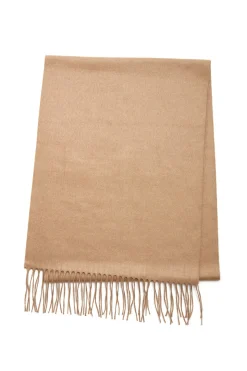 Blaine Fringe Scarf in Camel Brushed Silk Cashmere