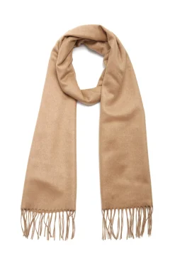 Blaine Fringe Scarf in Camel Brushed Silk Cashmere