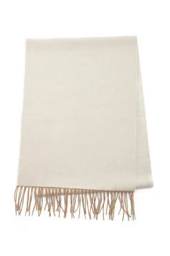 Blaine Fringe Scarf in Ivory Melange Brushed Silk Cashmere
