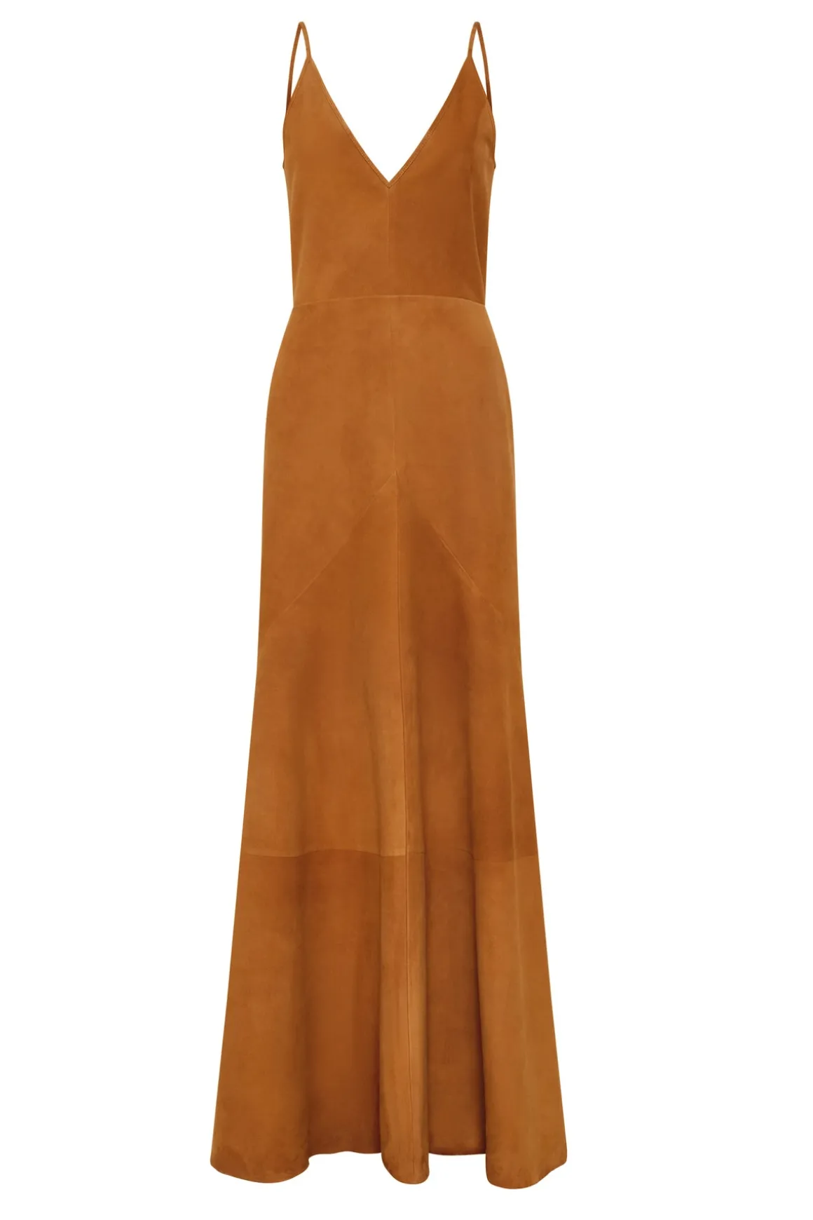 Brigita Slip Maxi Dress in Cashew Suede