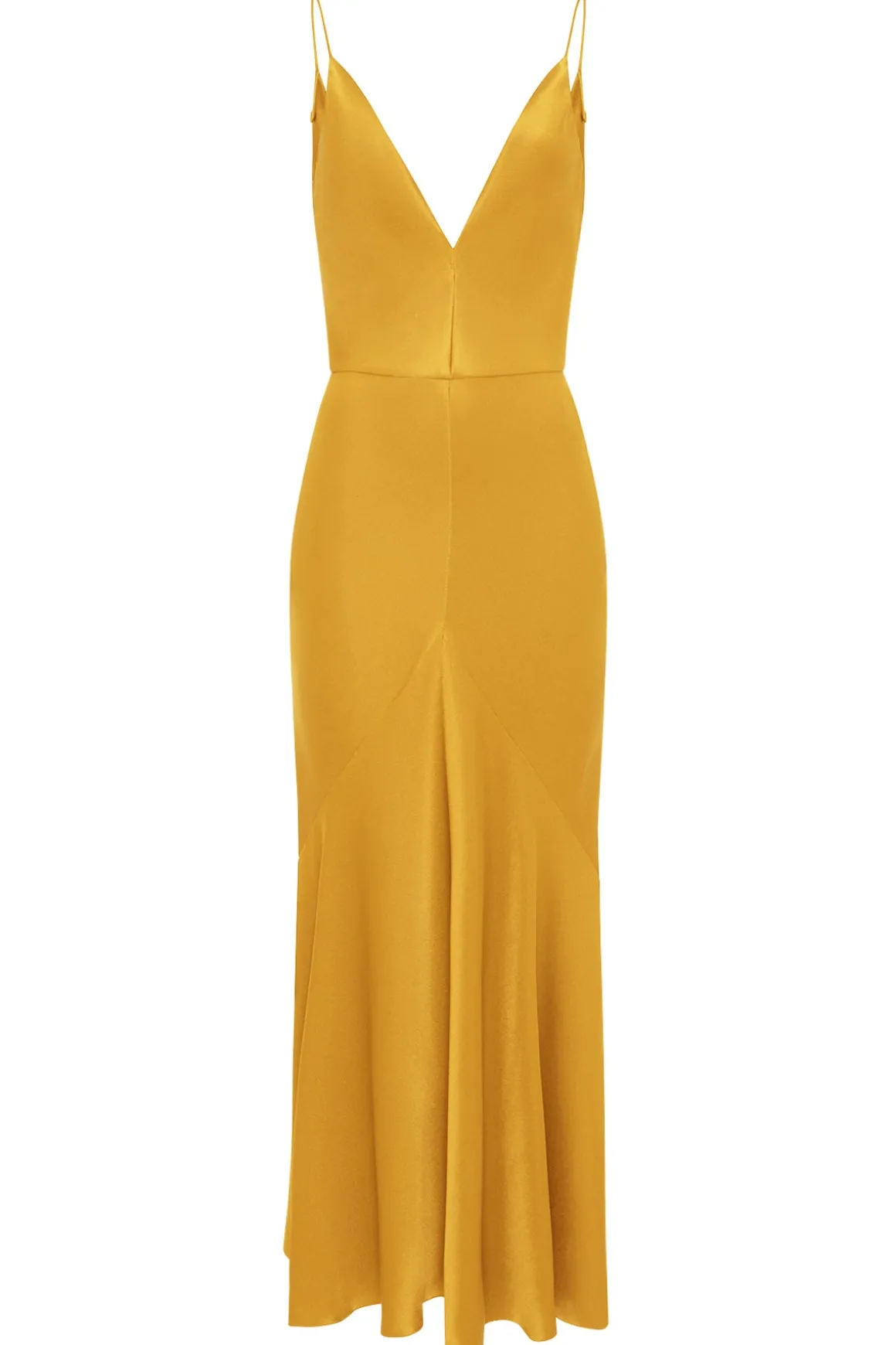 Brigita Slip Maxi Dress in Golden Birch Silk Satin