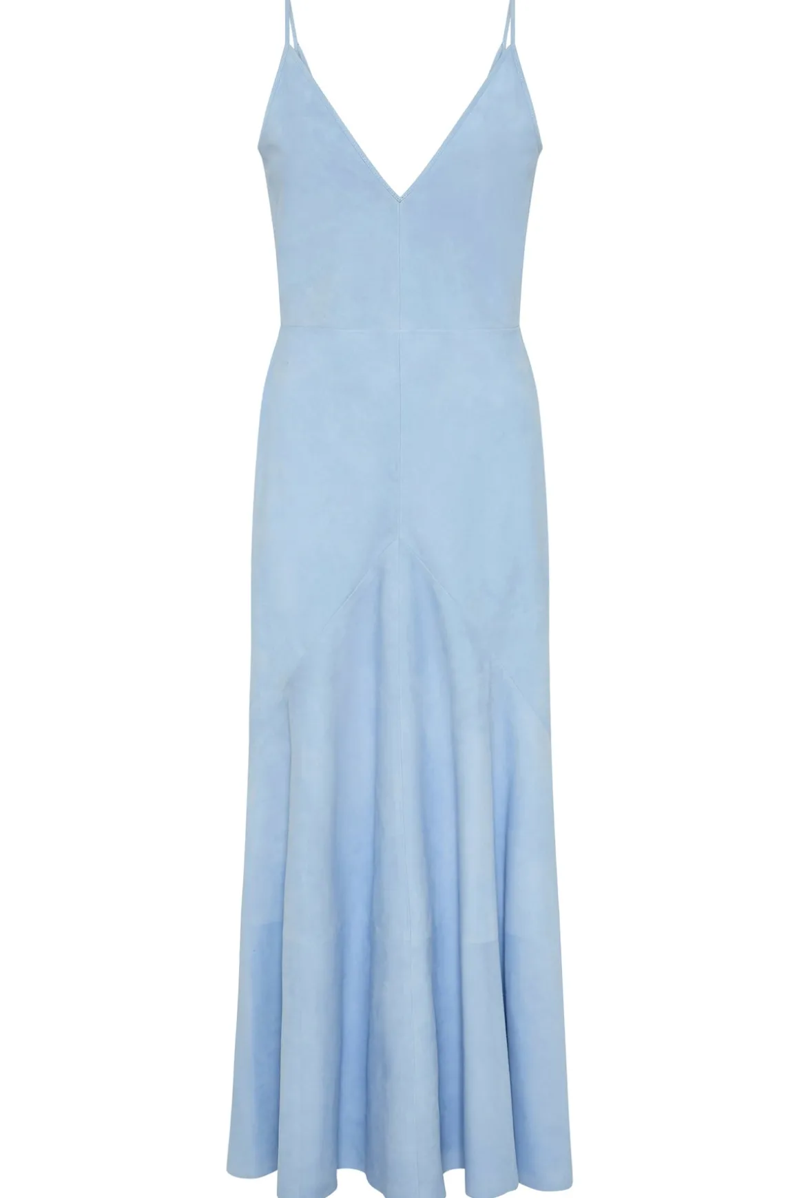 Brigita Slip Maxi Dress in Light Blue Suede
