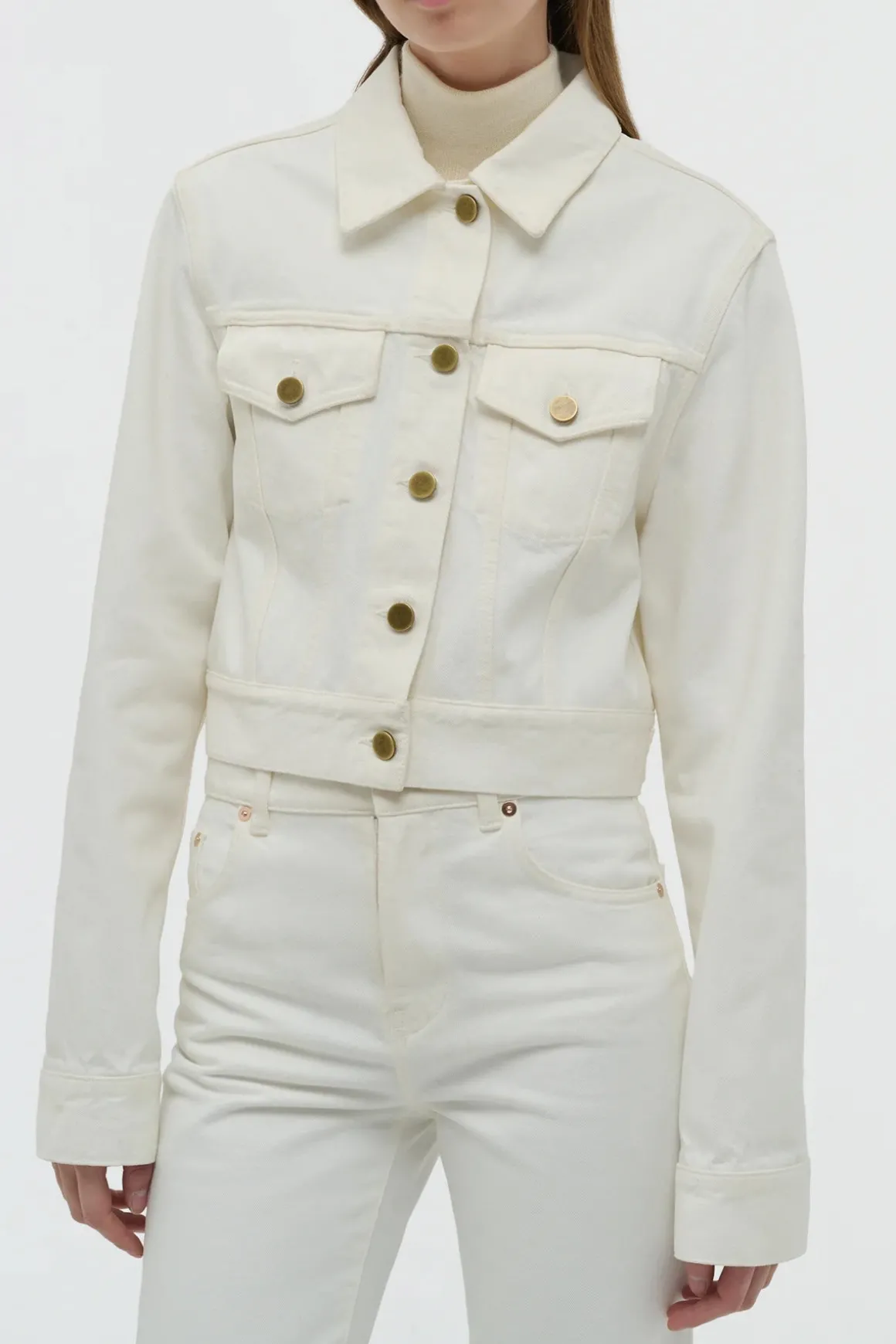 Bronte Jacket in White Recycled Cotton Denim