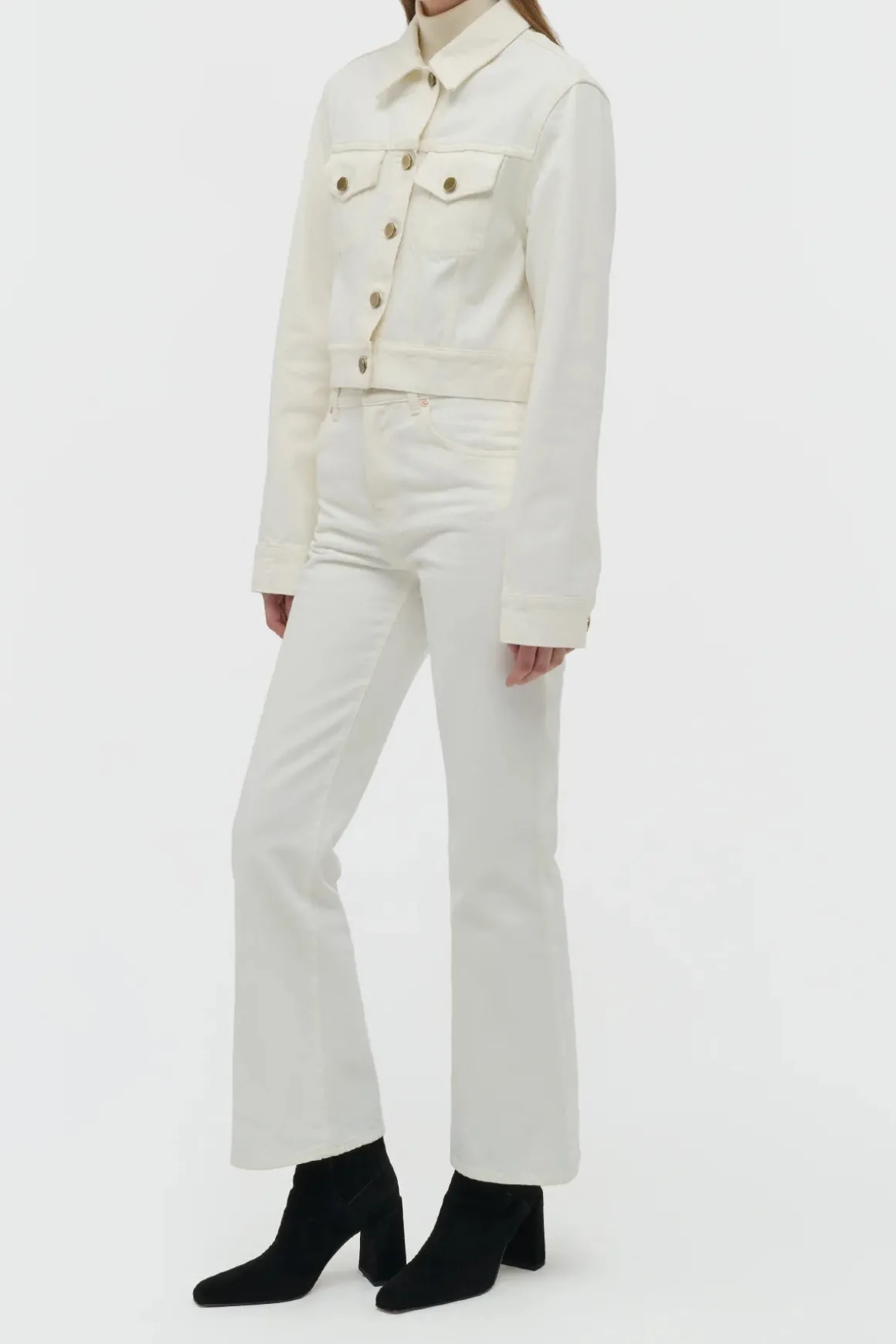 Bronte Jacket in White Recycled Cotton Denim