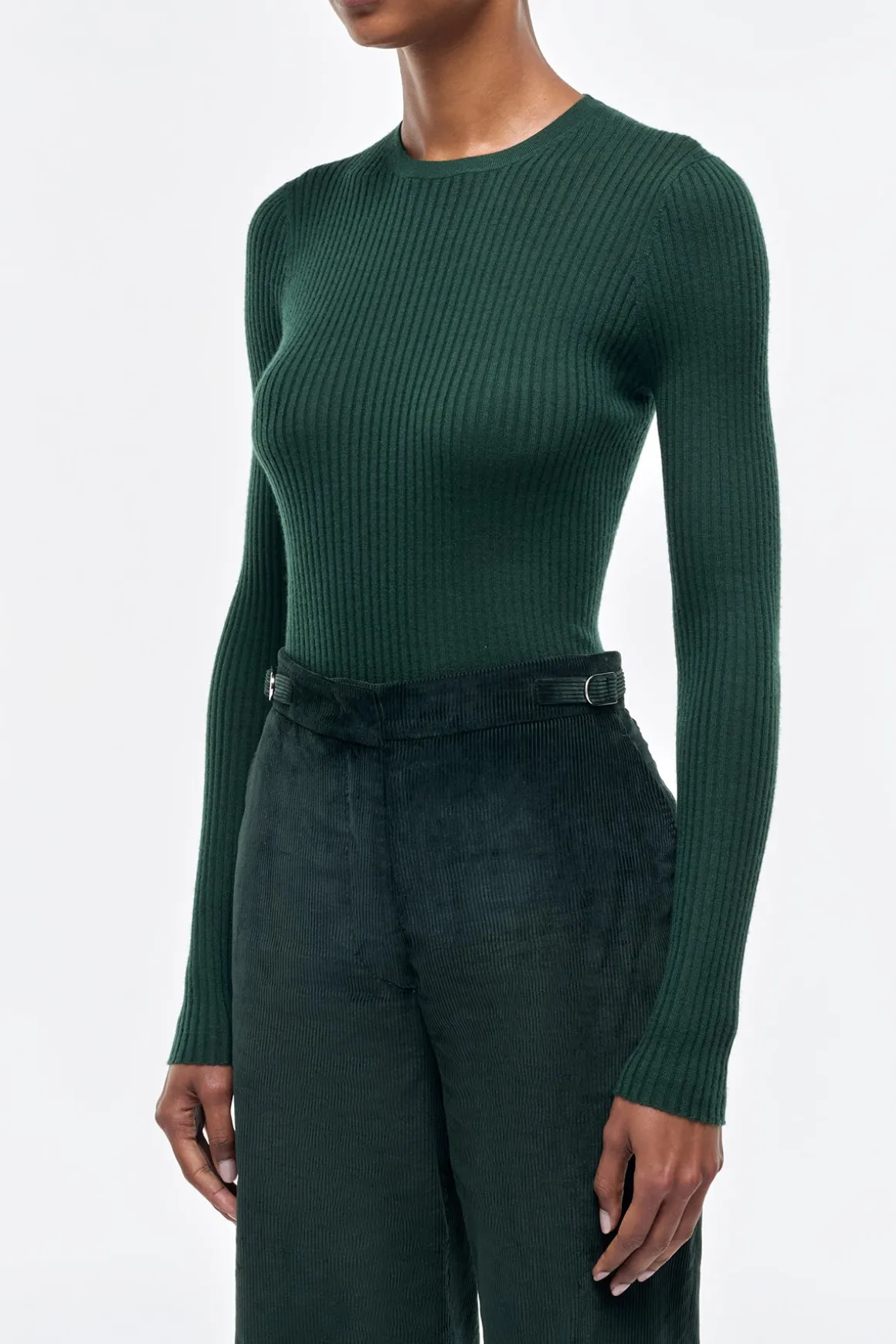 Browning Knit Sweater in English Green Cashmere Silk