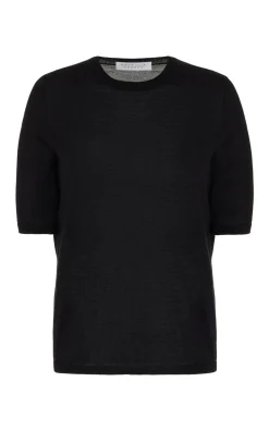 Brunner Knit T-Shirt in Black Cashmere Silk