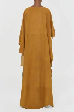 Calian Raw Cut Cape In Cashew Suede