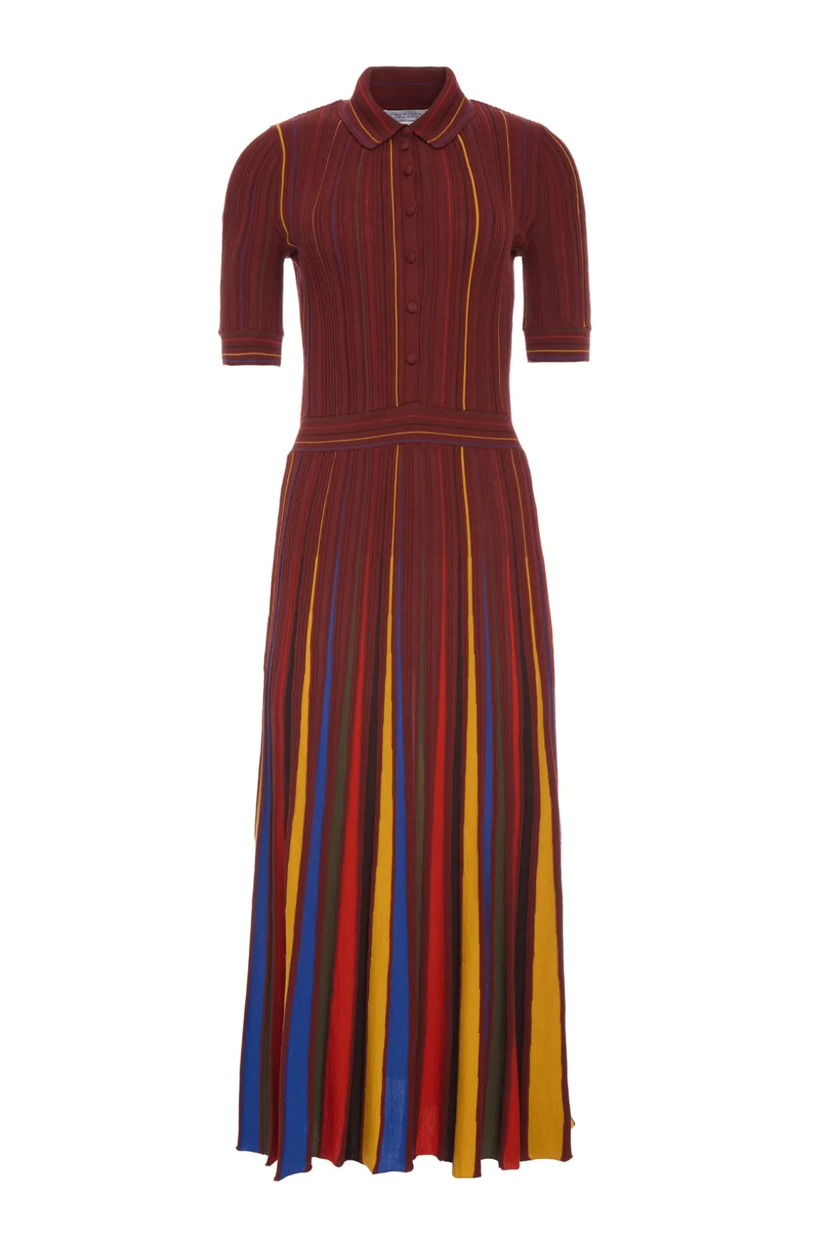 Calypso Pinstripe Knit Midi Dress Burnt Sienna Merino Wool
