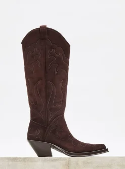 Capitana Cowboy Boot in Dark Chocolate Suede