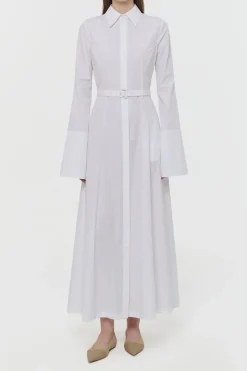 Carmina Maxi Shirtdress in White Sea Island Cotton