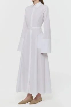 Carmina Maxi Shirtdress in White Sea Island Cotton