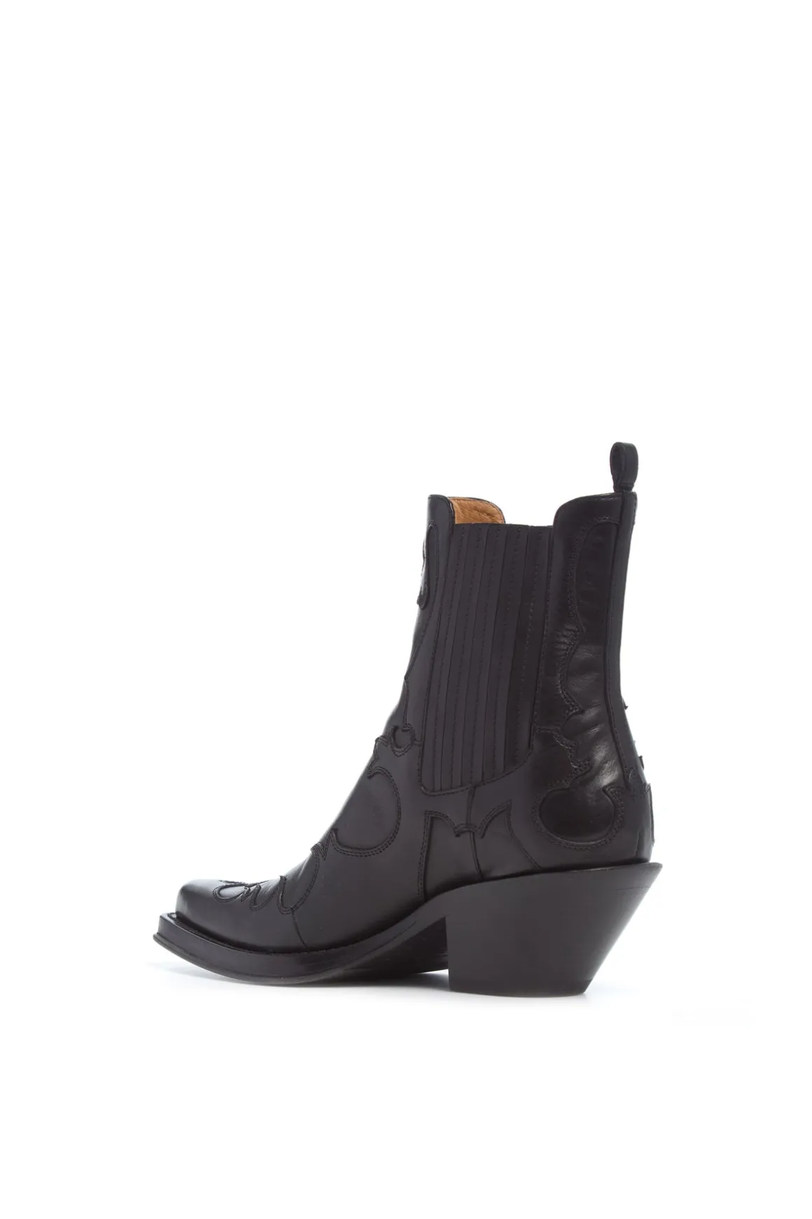 Cassidy Cowboy Ankle Boot in Black Leather
