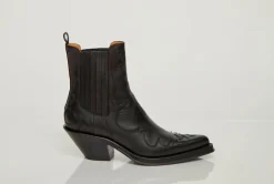 Cassidy Cowboy Ankle Boot in Black Leather